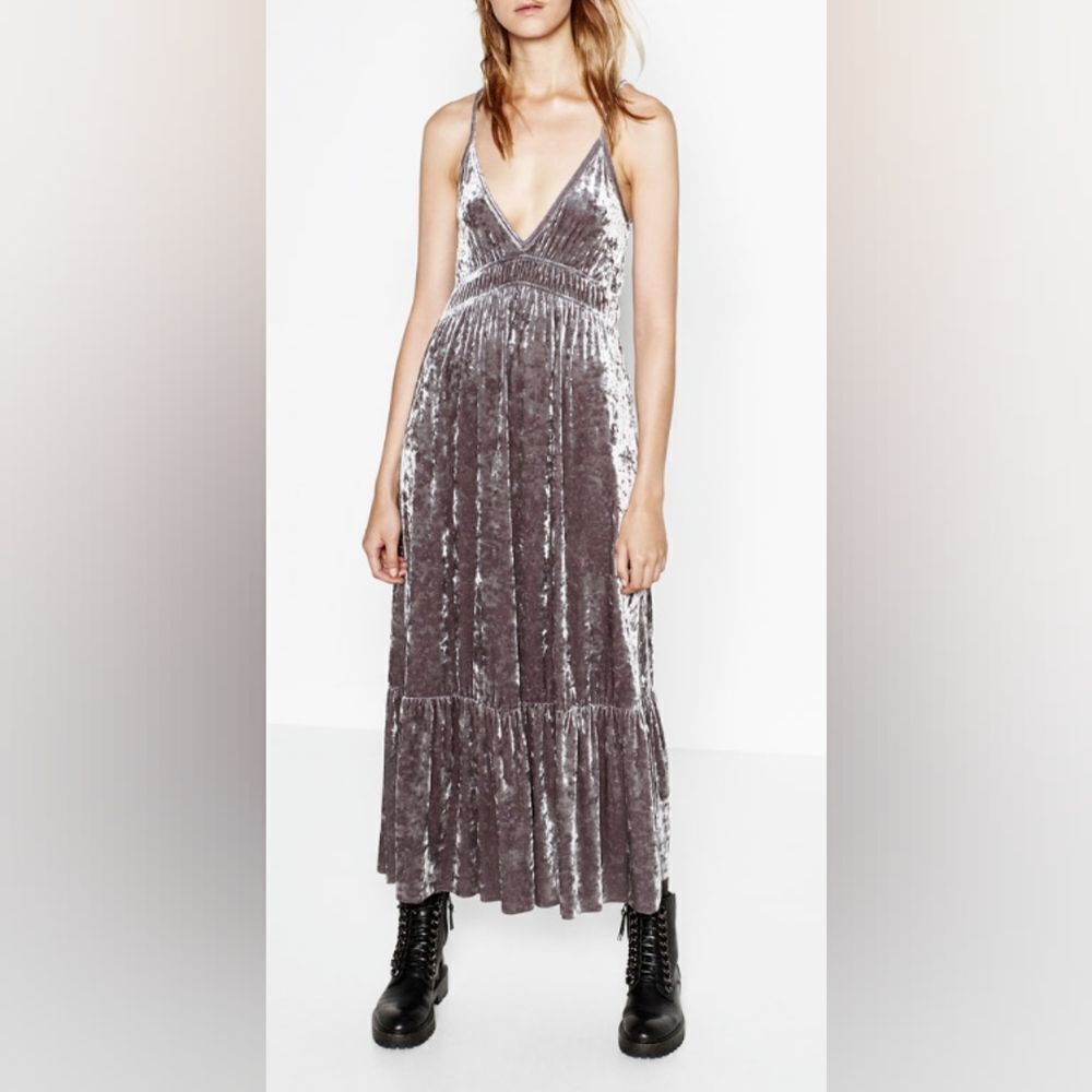 Zara Velvet Strap Maxi Dress Size S